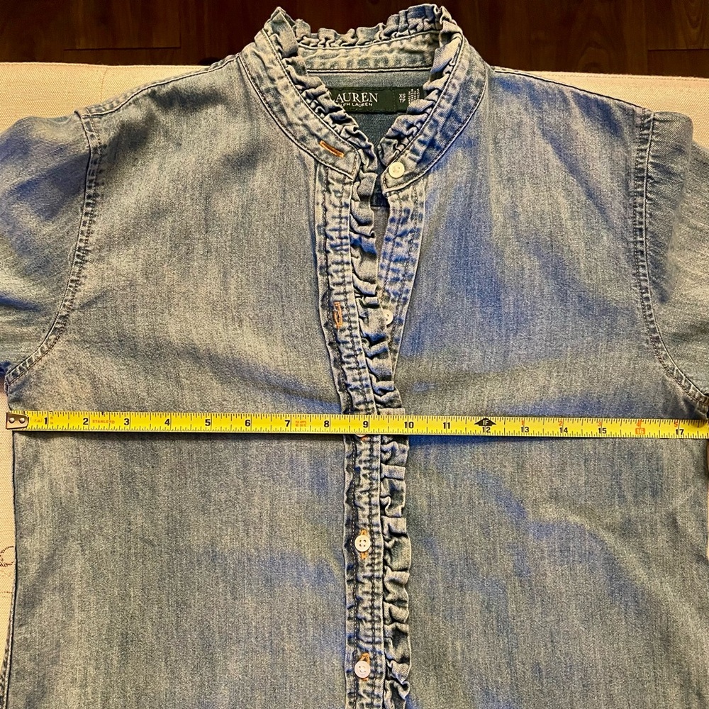 Ralph Lauren Stonewashed Denim Ruffle Shirt - Picture 7 of 9